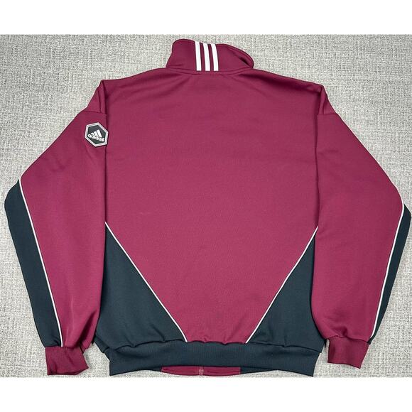 Adidas Jacket Mens Large Maroon Black Soccer Full Zip Track Athletic Retro Y2K - Picture 7 of 11